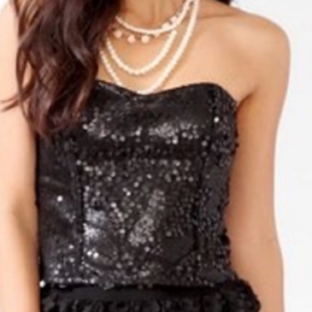NWT Forever 21 Black Sequin Zip Up Corset Size Medium Taylor Swift’s Eras Tour